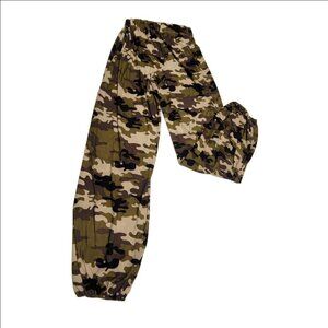 Camo Army Green Elastic Waist Pants